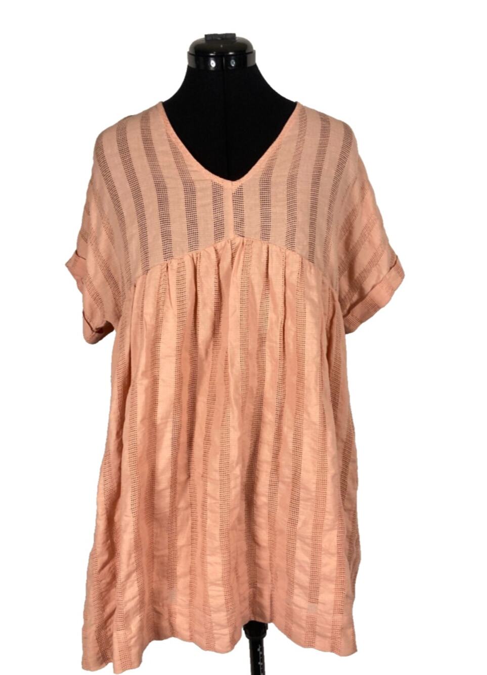 L New In Baby doll pink crotchet breathable lightweight short sleeve blouse